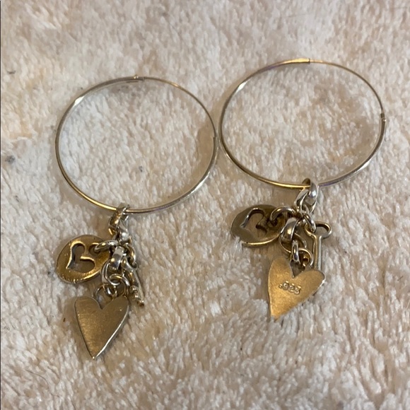 Sterling Silver hoops with charms - Picture 1 of 3